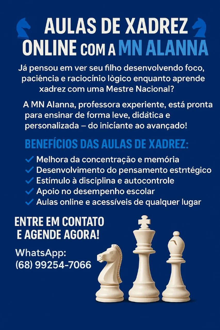 Aulas de Xadrez Online com a MN Alanna