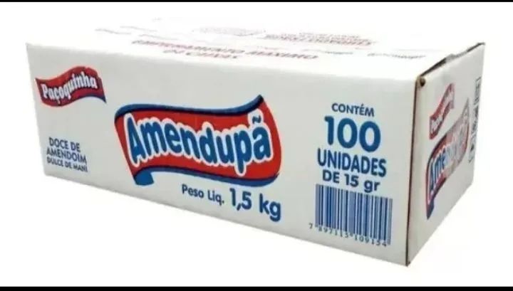 Caixa de Paçoquinha Amendupa com 100 unidades