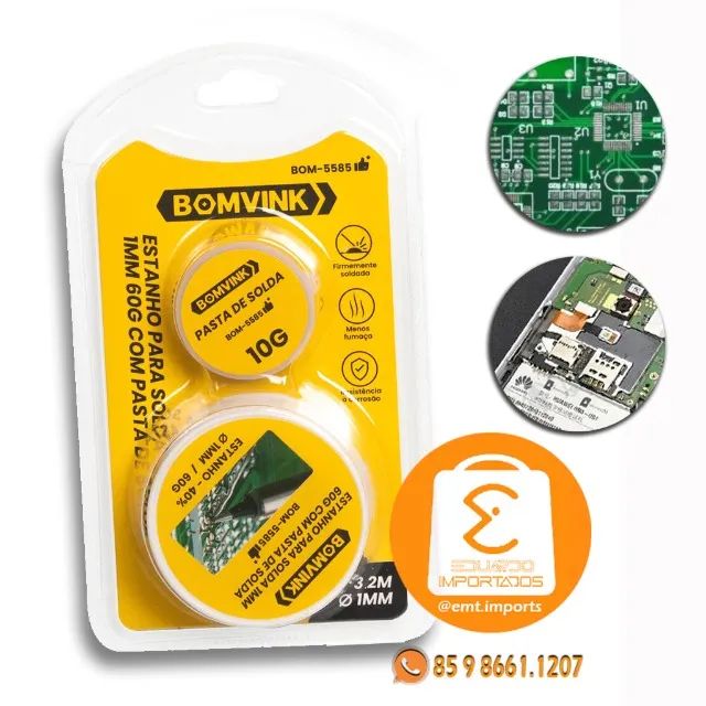 Kit Estanho Para Solda 1mm 60g + Pasta de Solda 10g BOM-5585