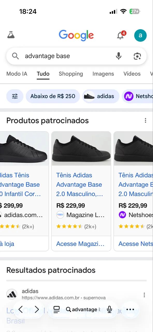 Tênis Adidas Advantage Base Preto - Foto 3