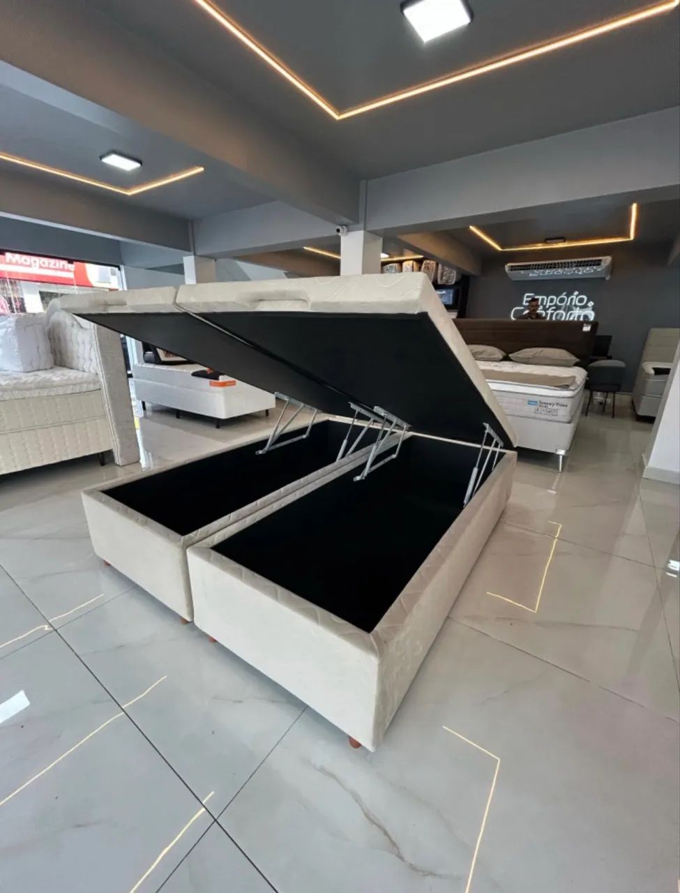 BASE BAÚ SUED QUEEN SOFTFLEX