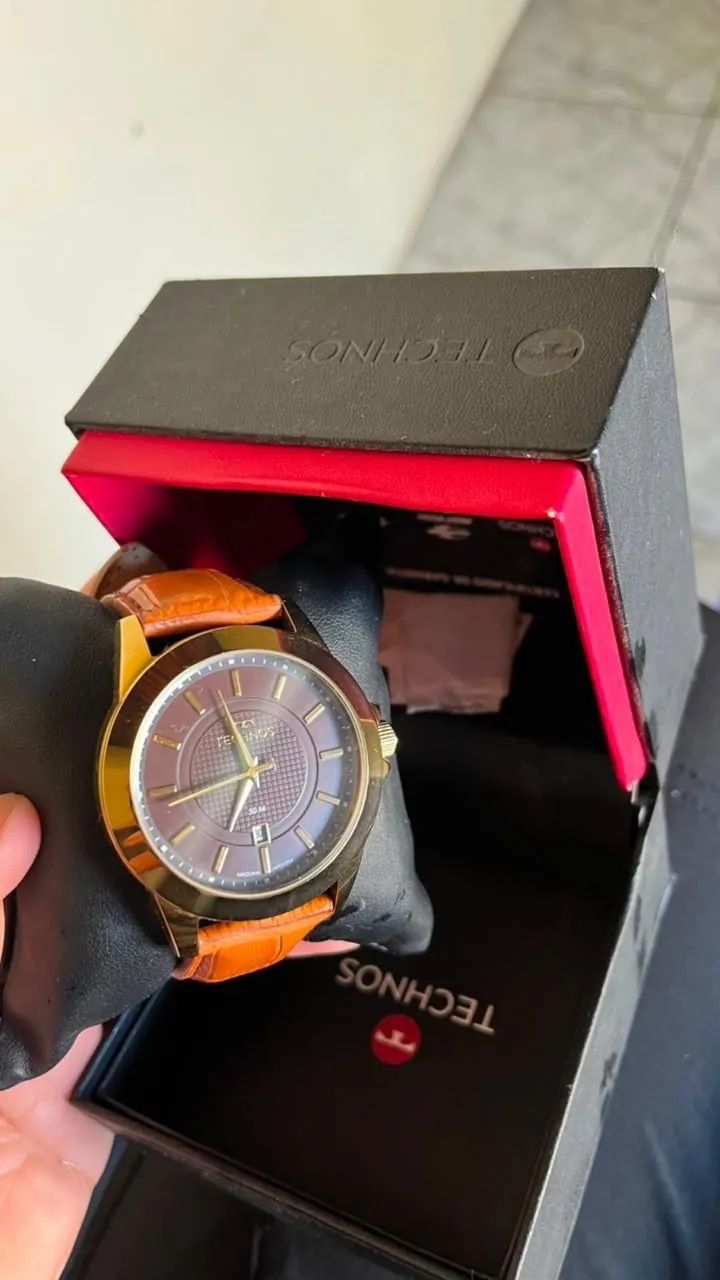 Relógio Technos Masculino Pulseira Couro Marrom - Foto 3