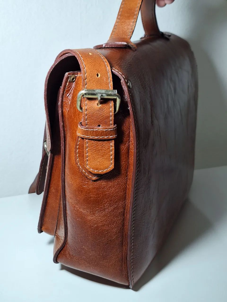 Bolsa de couro legítimo marrom - Foto 2