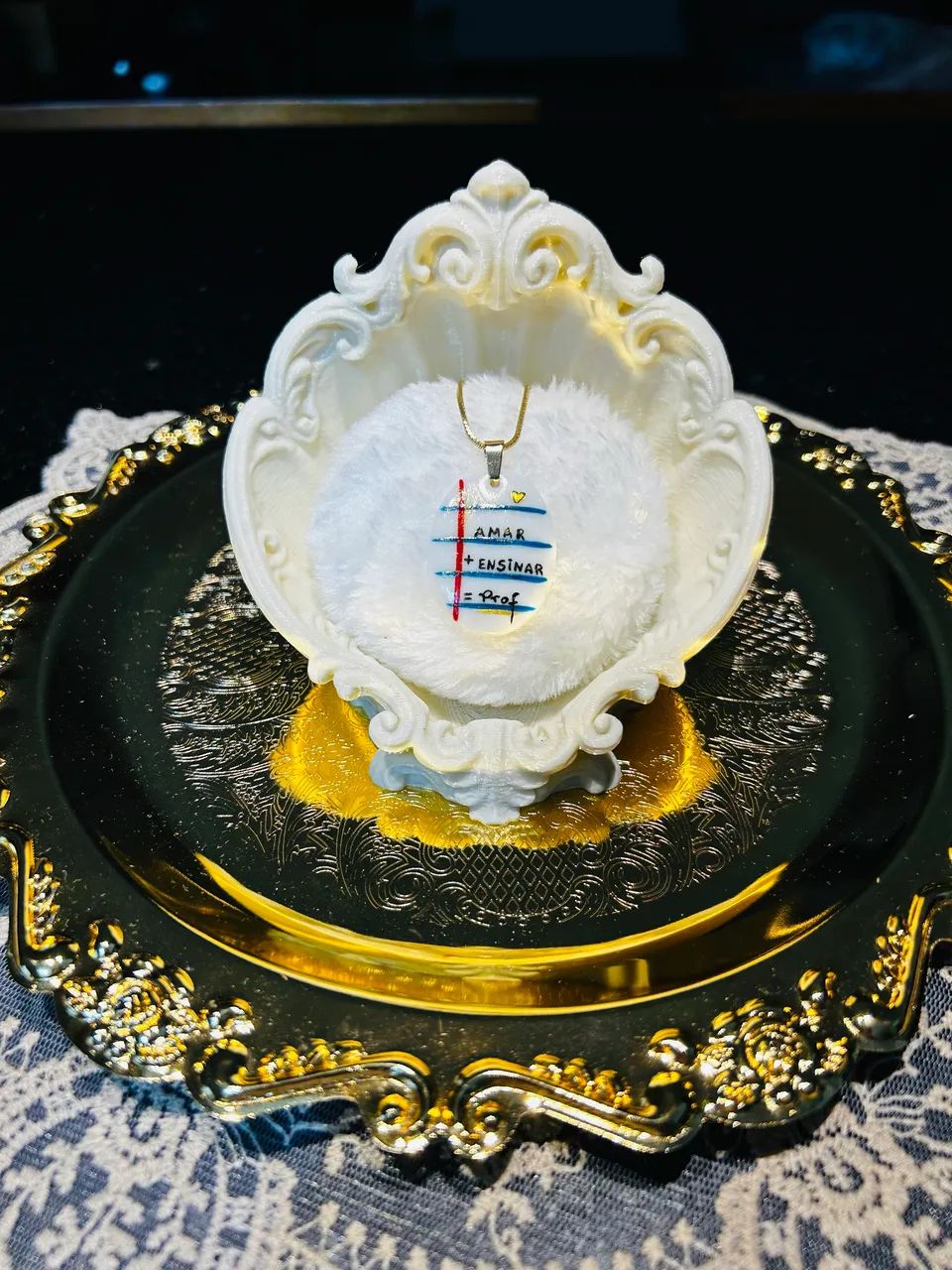 Pingente de porcelana pintado à mão modelo Prof  - Foto 3