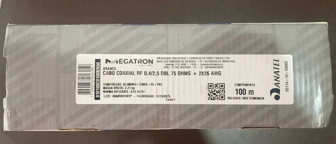 Cabo Coaxial para CFTV 4mm com Bipolar (100m) - Megatron Original - Foto 2