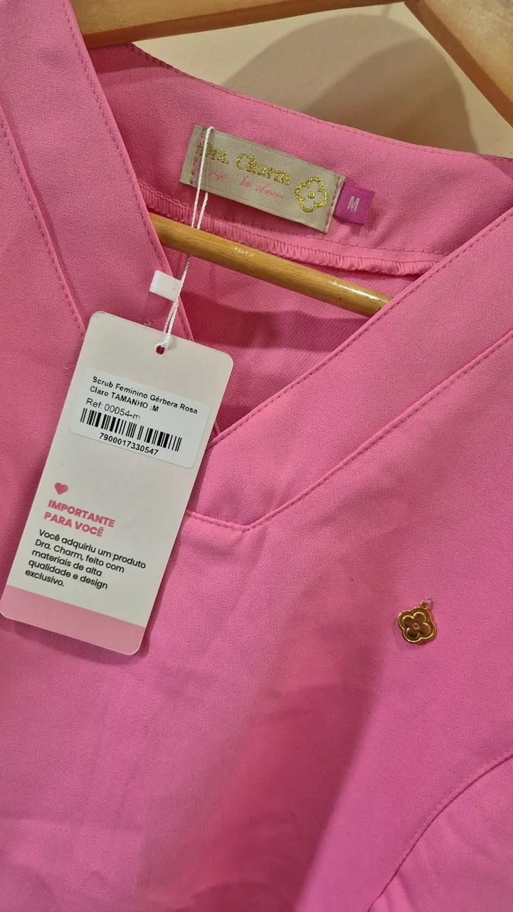 Blusa (Scrub) Dra. Charm Rosa (M) - Foto 4