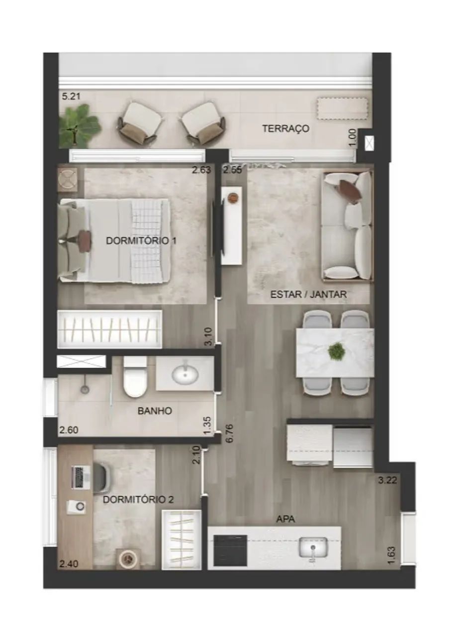 Apartamento para locação em Paraíso com 2 quartos, 48m² - Foto 5