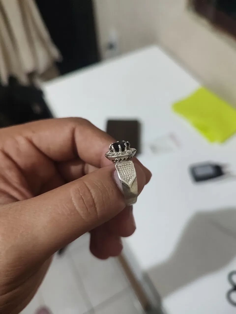 Anel de Prata legítima pedra preta  - Foto 3