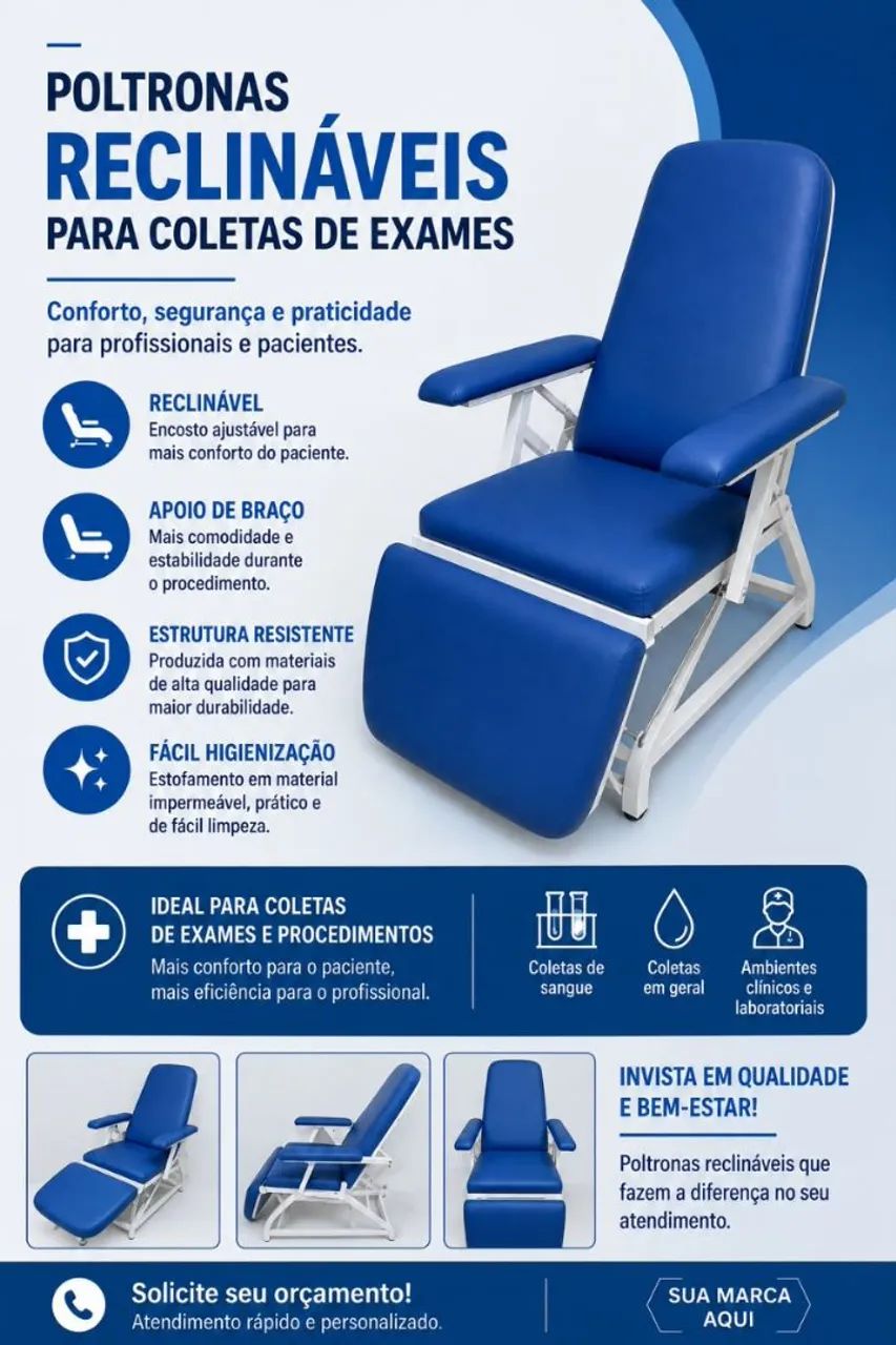 Poltronas reclináveis com apoio de braço para coleta