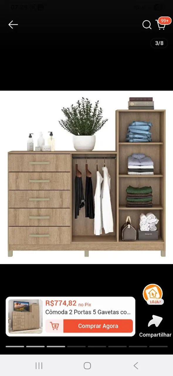 Cômoda 2 portas e 5 gavetas - Foto 3