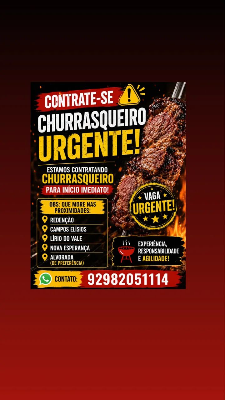 Vaga de churrasqueiro 