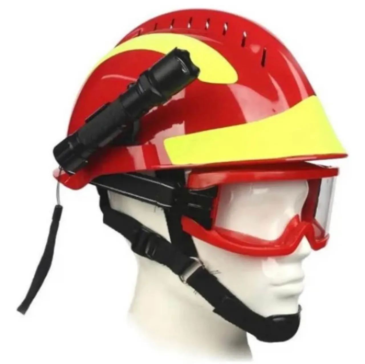 Capacete de bombeiro com óculos de proteção e lanterna - Foto 4