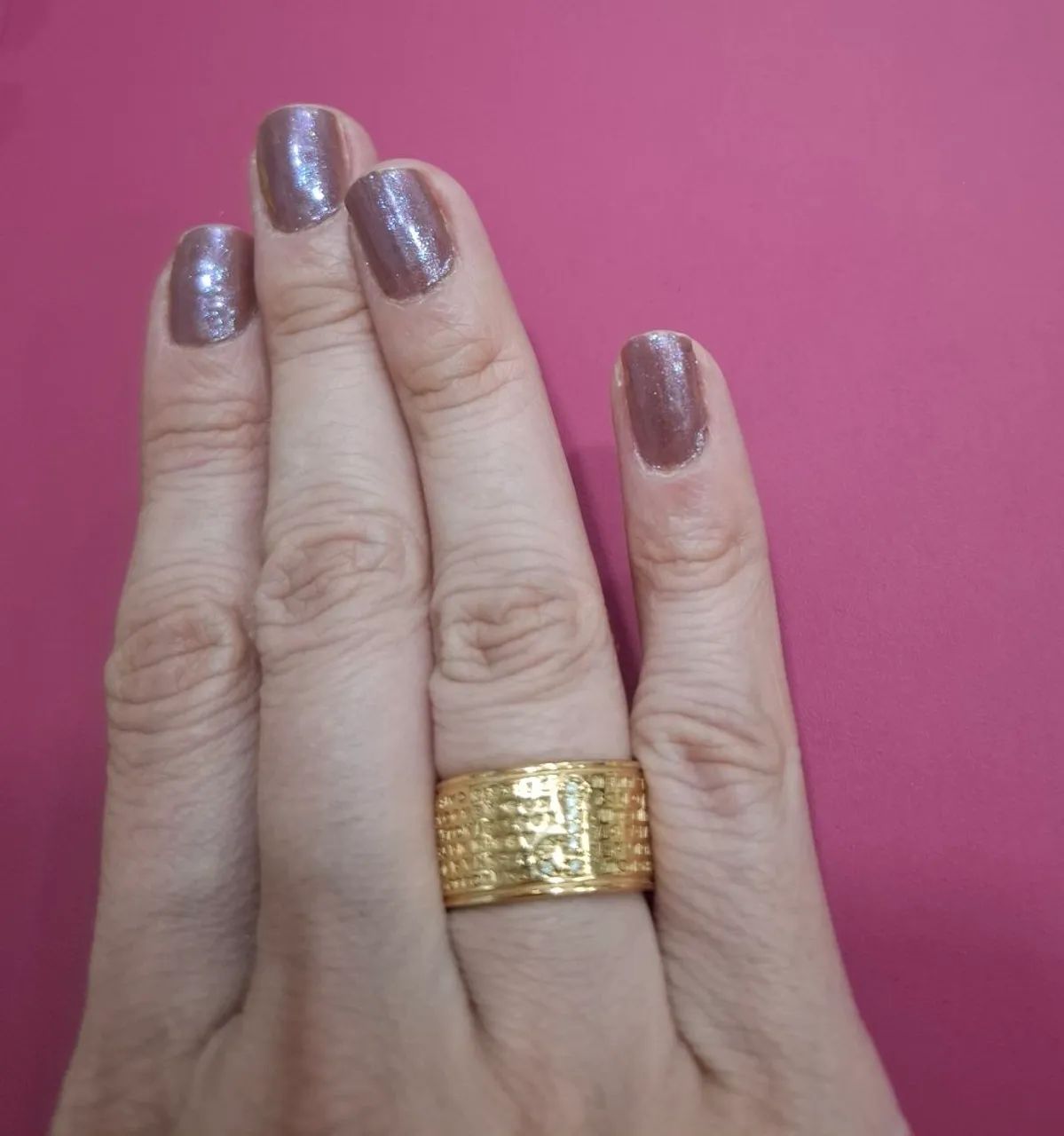 Anel banhado com zirconias oração do pai nosso - Foto 3