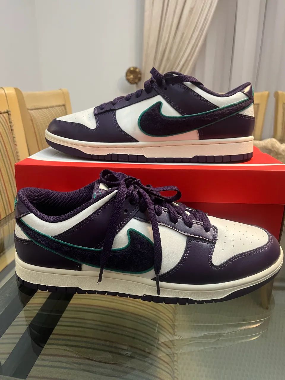 Nike Dunk Low Chenille Swoosh Grand Purple - Foto 2