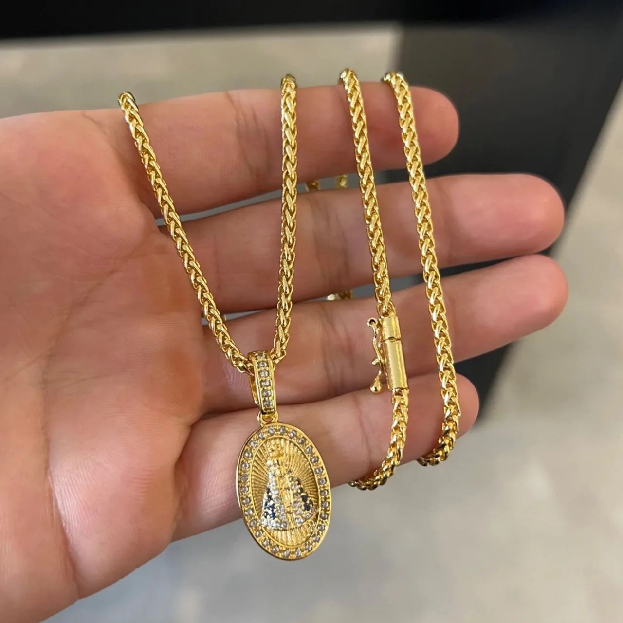 Corrente Masculina pulseira é pingente banhada a ouro  - Foto 2