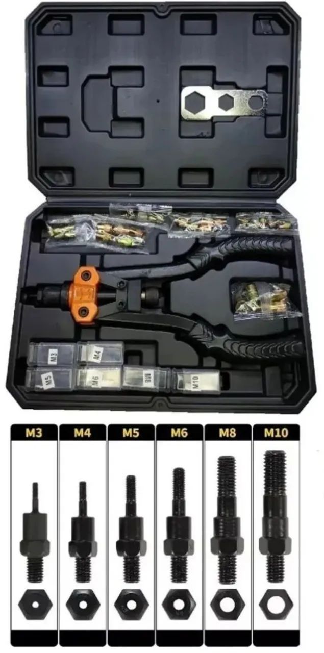 KIT REBITADOR DE PORCAS DE ROSCA MANUAL PROFISSIONAL COM MALETA E ACESSÓRIOS  - Foto 4