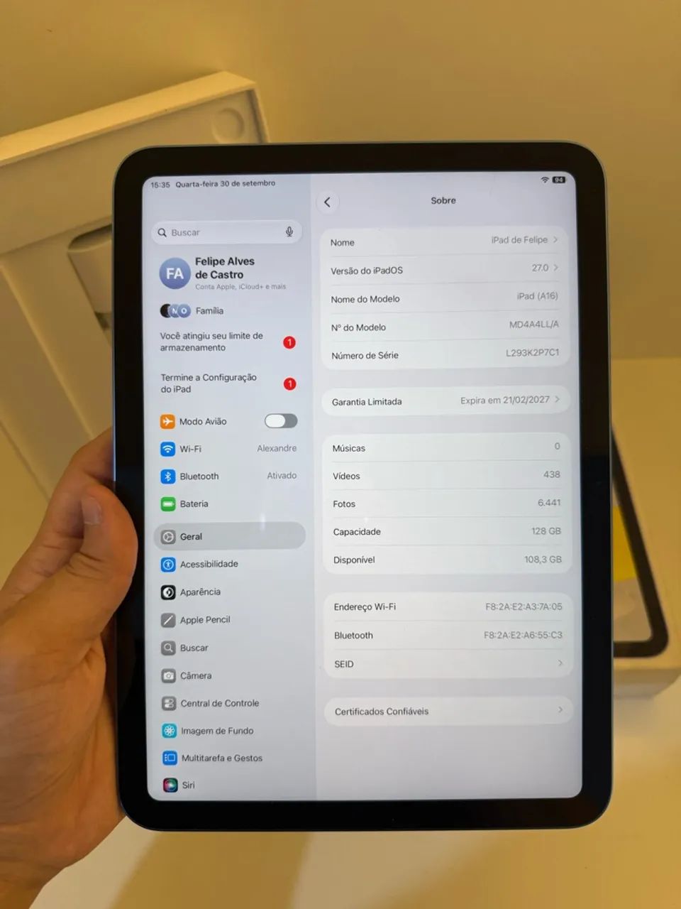 IPAD 11 (A16) 128GB (ACEITO OLX PAY) - Foto 3
