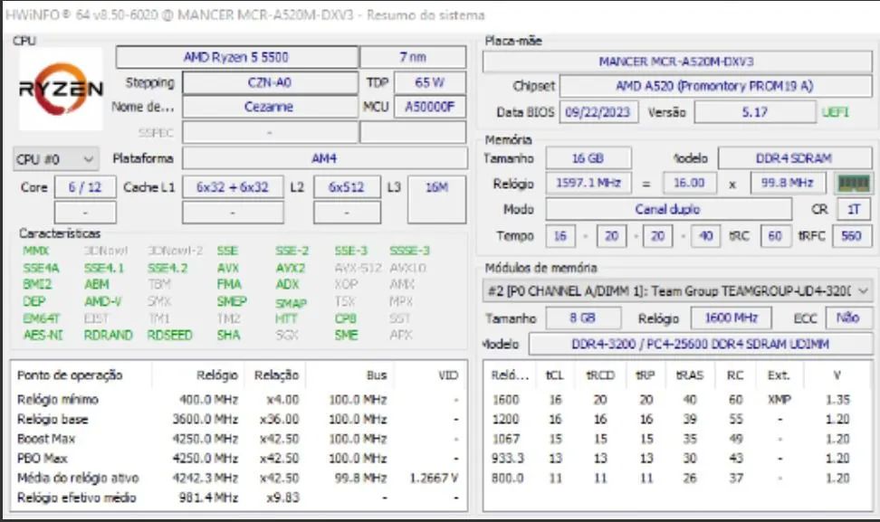 Kit Processador AMD 5 5500 e placa mãe Mancer A520M-DX - Foto 2