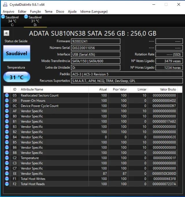 Ssd M2 Sata Adata 256gb 2280 - Foto 3