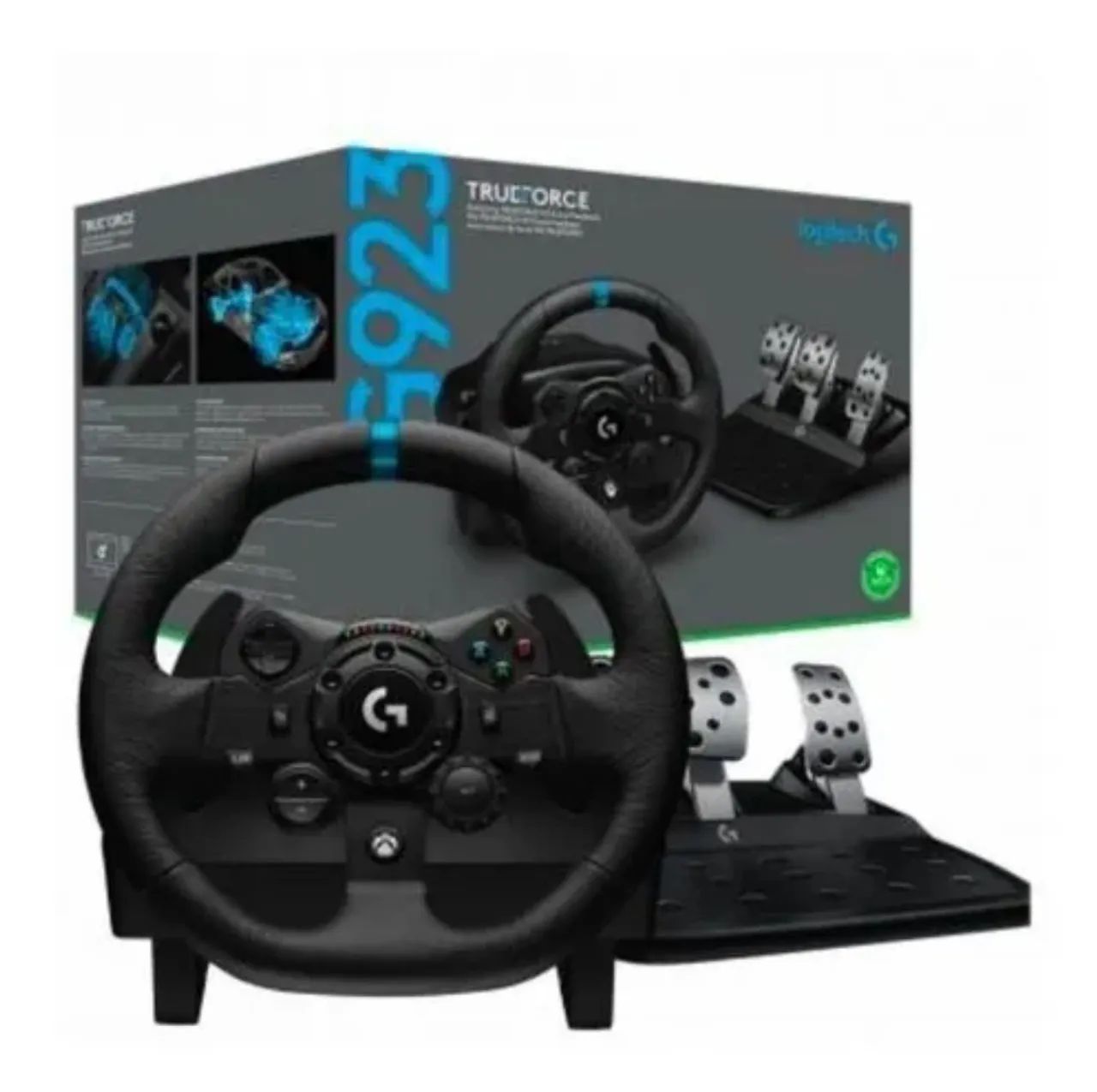 Volante e pedaleira Logitech G923 com joystick para Xbox e PC