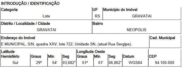 Oportunidade Única em GRAVATAI - RS | Tipo: Terreno | Negociação: Venda Online | Situação: