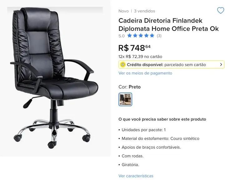 Cadeira escritório diplomata - Foto 3