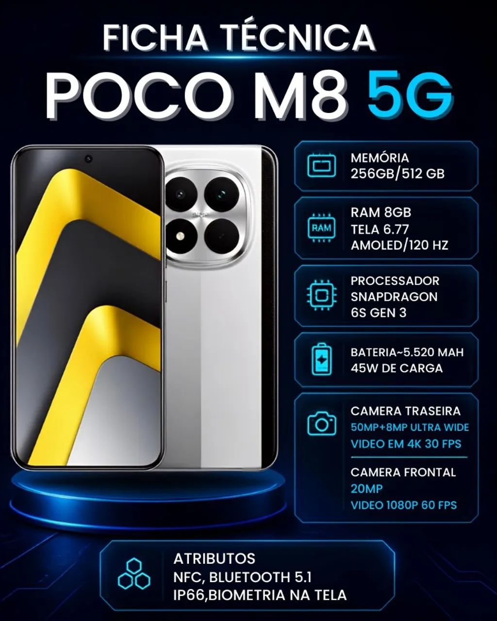 Poco M8 Pro 5G, Poco M8 5G e Poco M8S 5g! Linha completa e ótimos preços.  - Foto 3