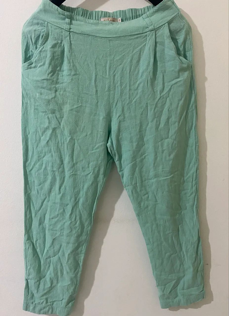 Conjunto TAM-42 perfeito calça linho e blusa poliéster  - Foto 2