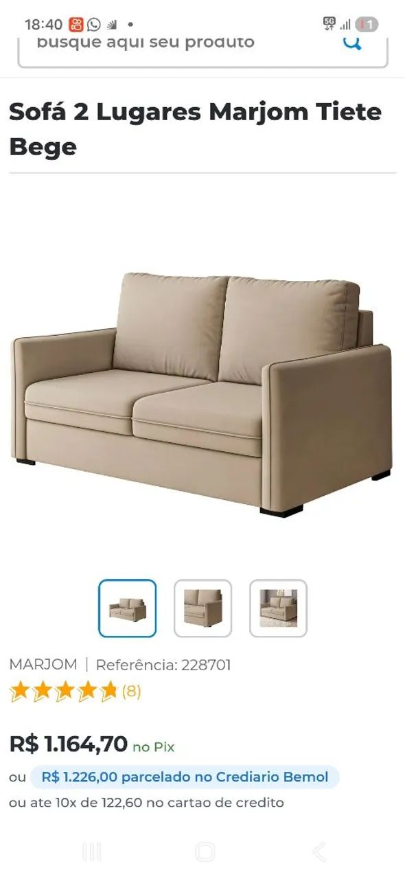 Vendo sofá 2 lugares novo 