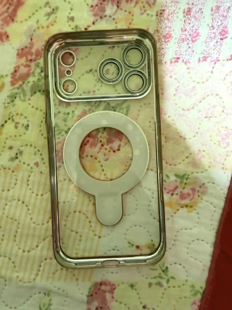 Capa Para iPhone 17 Pro Max Com Suporte Anel Magnético Cor Laranja - Foto 2