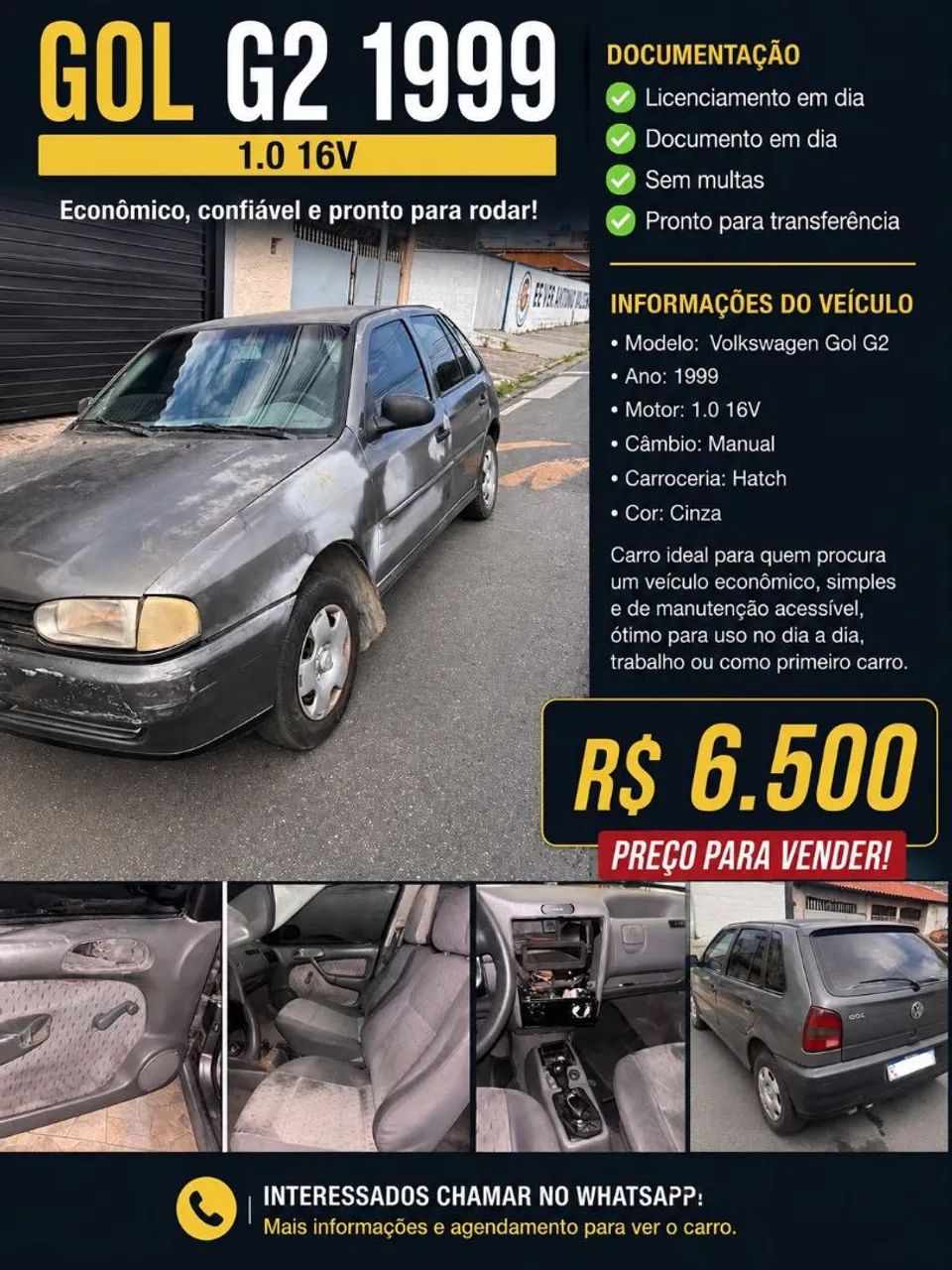 Volkswagen Gol Geração II 1.0 16V 70cv MI Gasolina Mec. (1000) 2P 1999