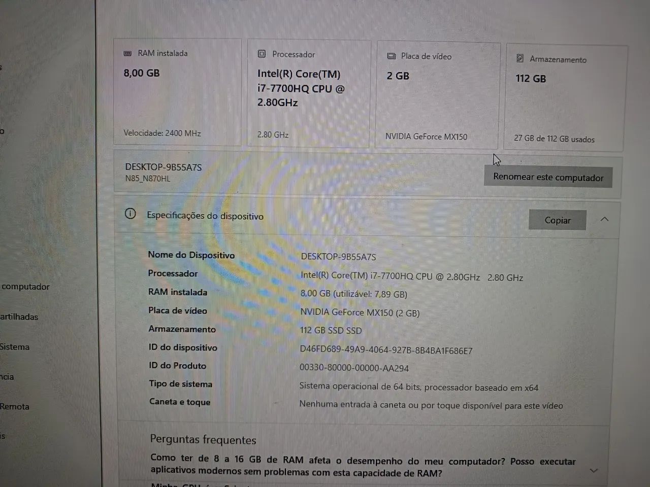 Notebook Avell core i7 7° Geração quebra galho  - Foto 3