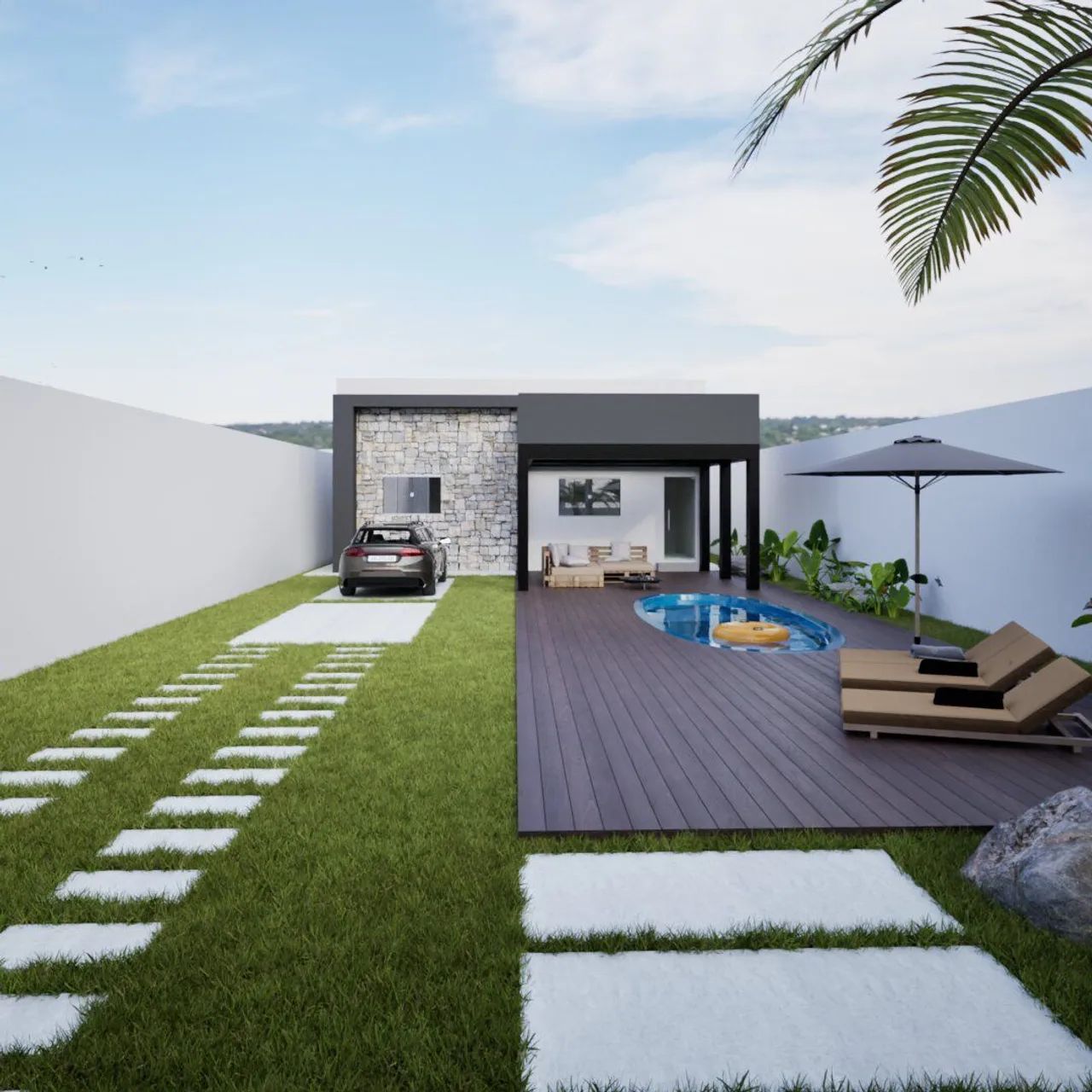 Casa com piscina em  condomínio 