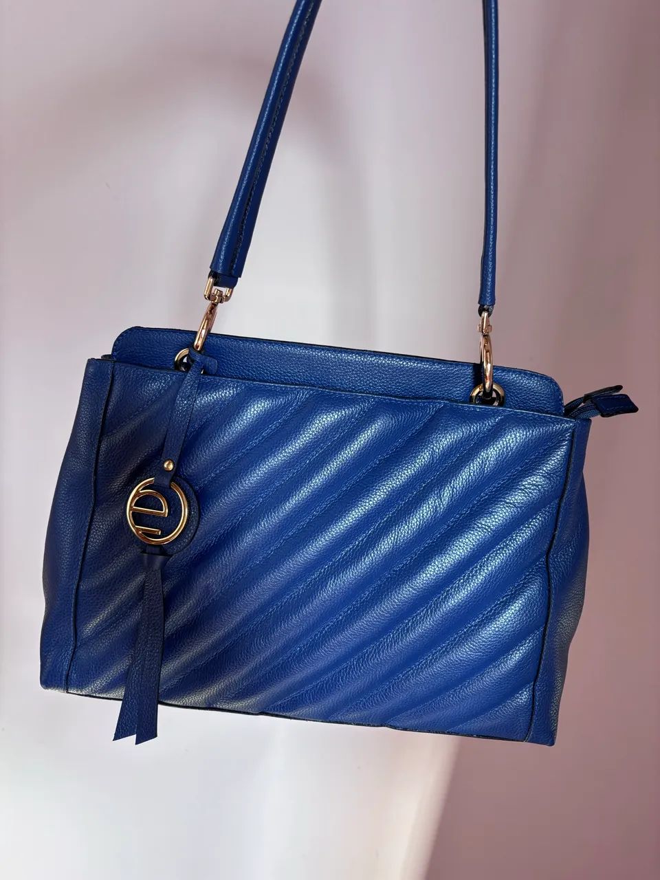 Bolsa de couro azul  - Foto 3