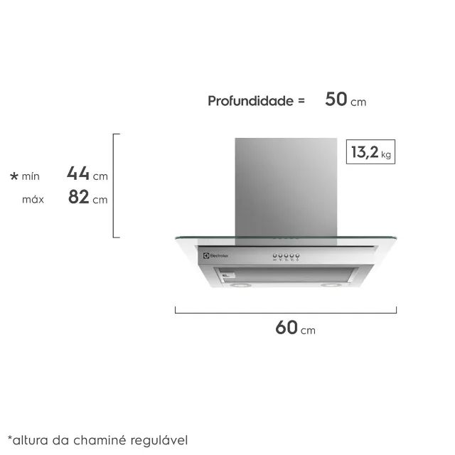 Coifa de Parede Electrolux 60cm NOVA de Vidro Efficient com Luz de Led (CE6VX) - Foto 4