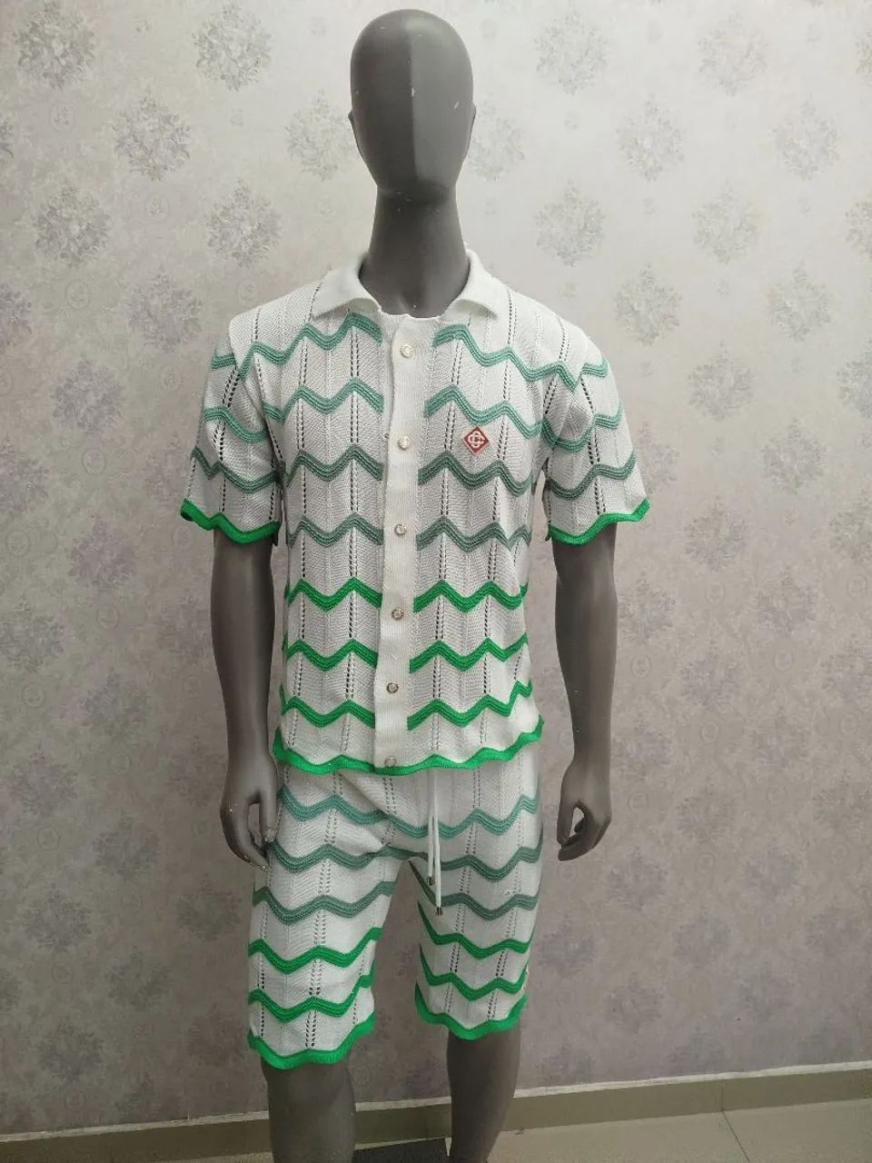 Conjunto tricô casablanca ondas Verdes 