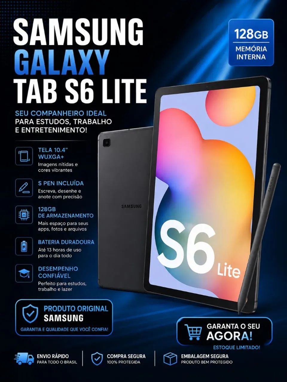 Tablet Samsung S6 Lite 128 gb 4gb Ram - Foto 4
