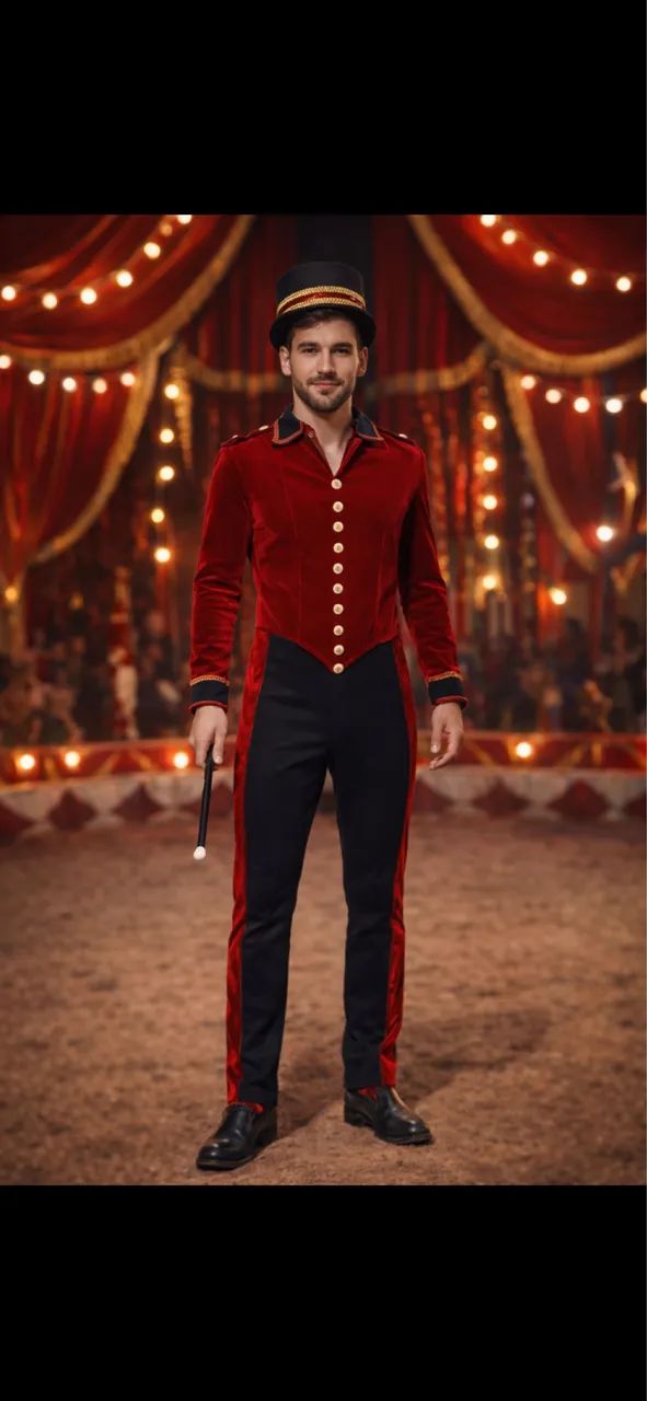Fantasia de mestre de circo tamanho P adulto 