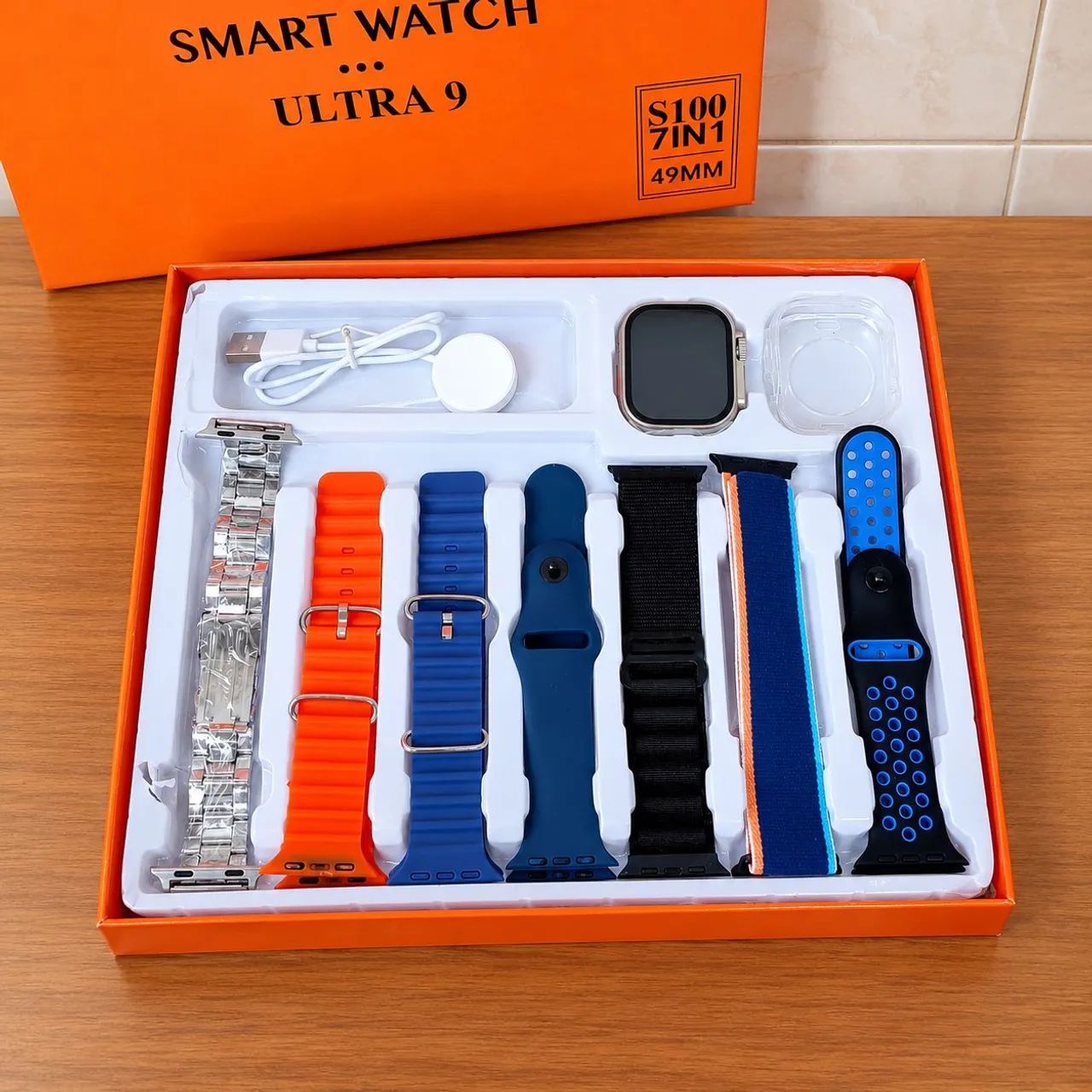 Smartwatch Ultra 9 Com Kit de 7 Pulseiras e Capa Protetora - Foto 4