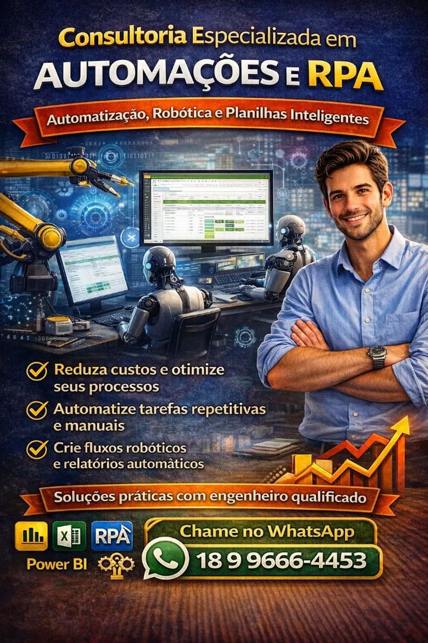 Automação e RPA | Excel, Planilhas e Processos Automáticos