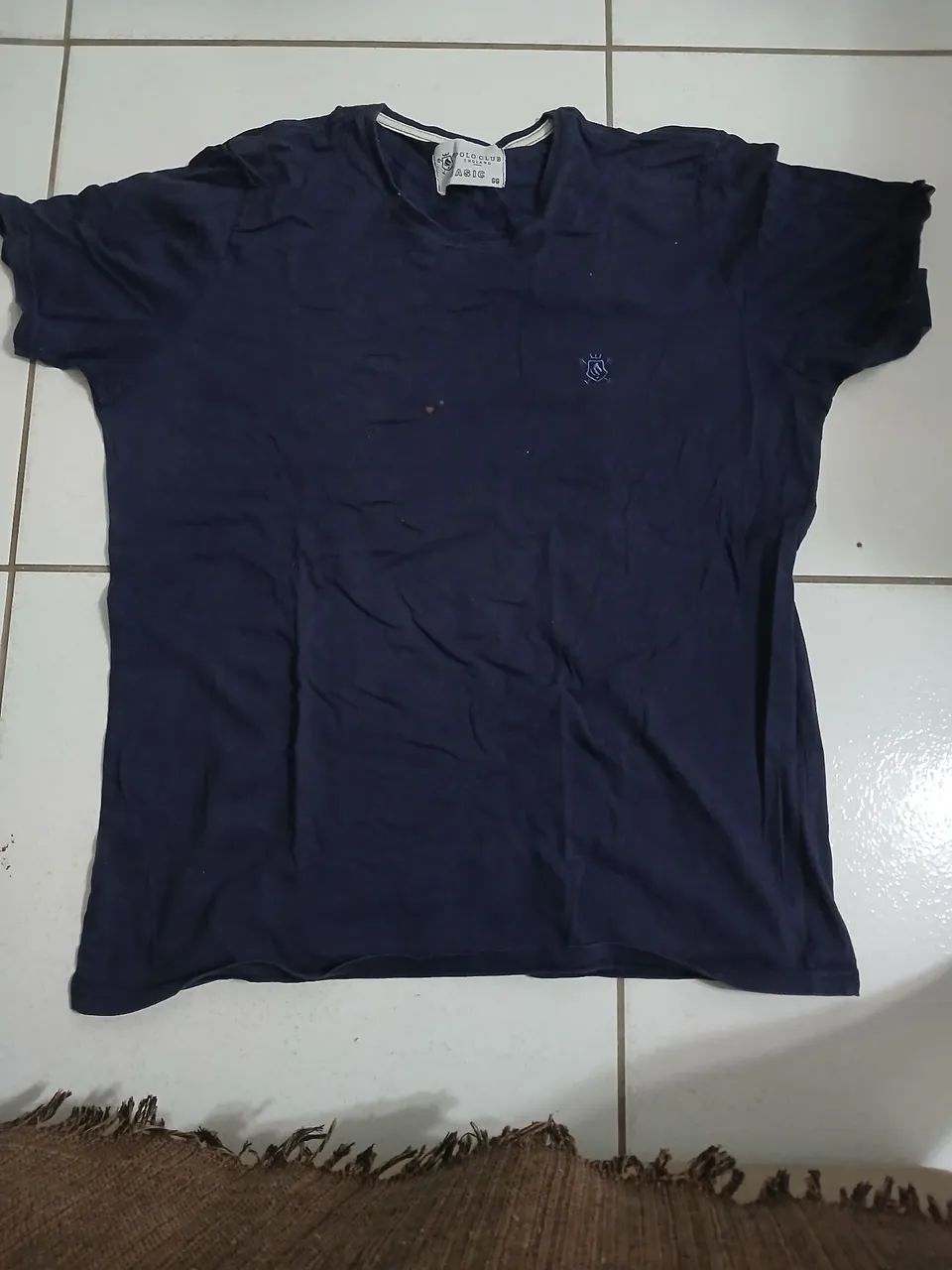 Camisa Masculina Azul Marinho de Algodão
