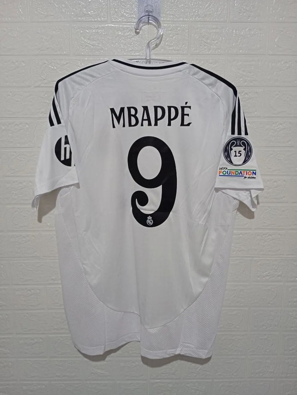 Camisa Real Madrid 2024/25 MBAPPÉ 9 + Pathcs UEFA FOUNDATION e CHAMPIONS