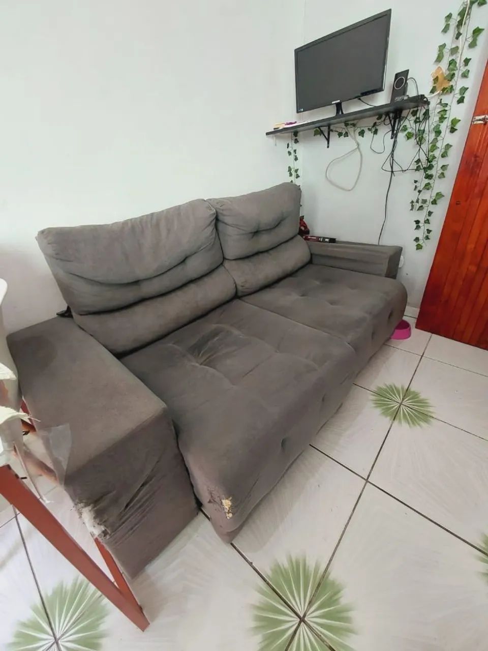 Sofá Usado Retrátil e Reclinável Cinza - Venda no Estado - Foto 2