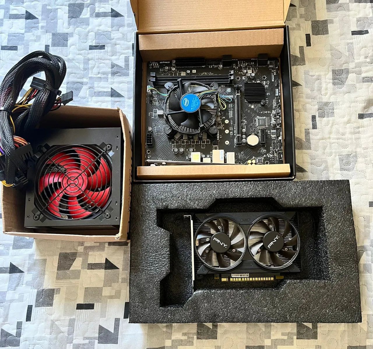 Kit placa mãe, processador,placa de vídeo e fonte