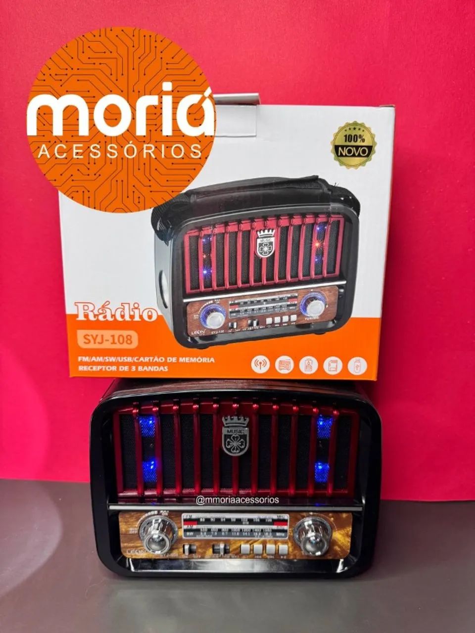 Rádio Retro Bluetooth Mp3 Fm/Am Usb Lanterna DIA DOS PAIS - Foto 2