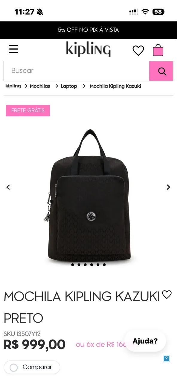 Mochila Kipling nova