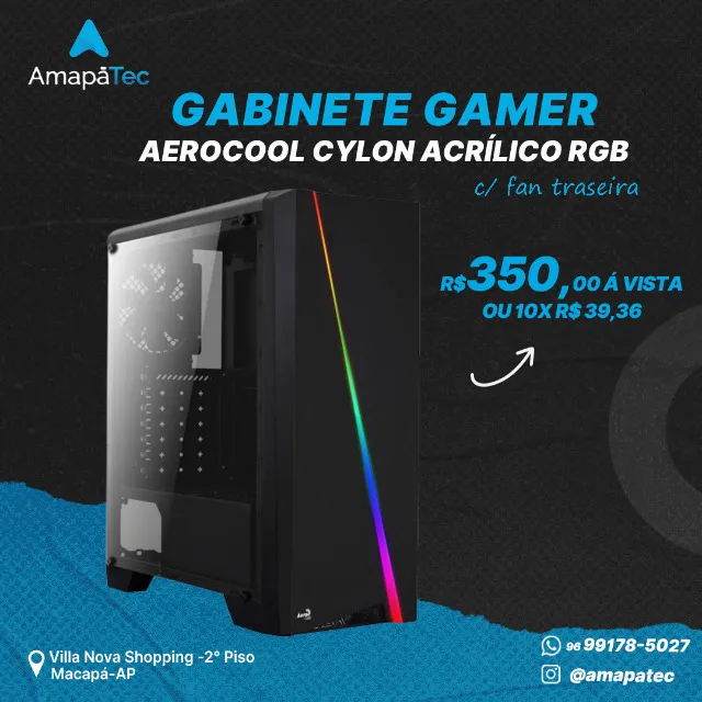 Gabinete Aerocool Cylon Mid Tower Atx Rgb Led Preto