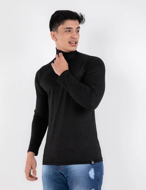 Men's Turtleneck T-shirt - Black and White, Two Colors Available
