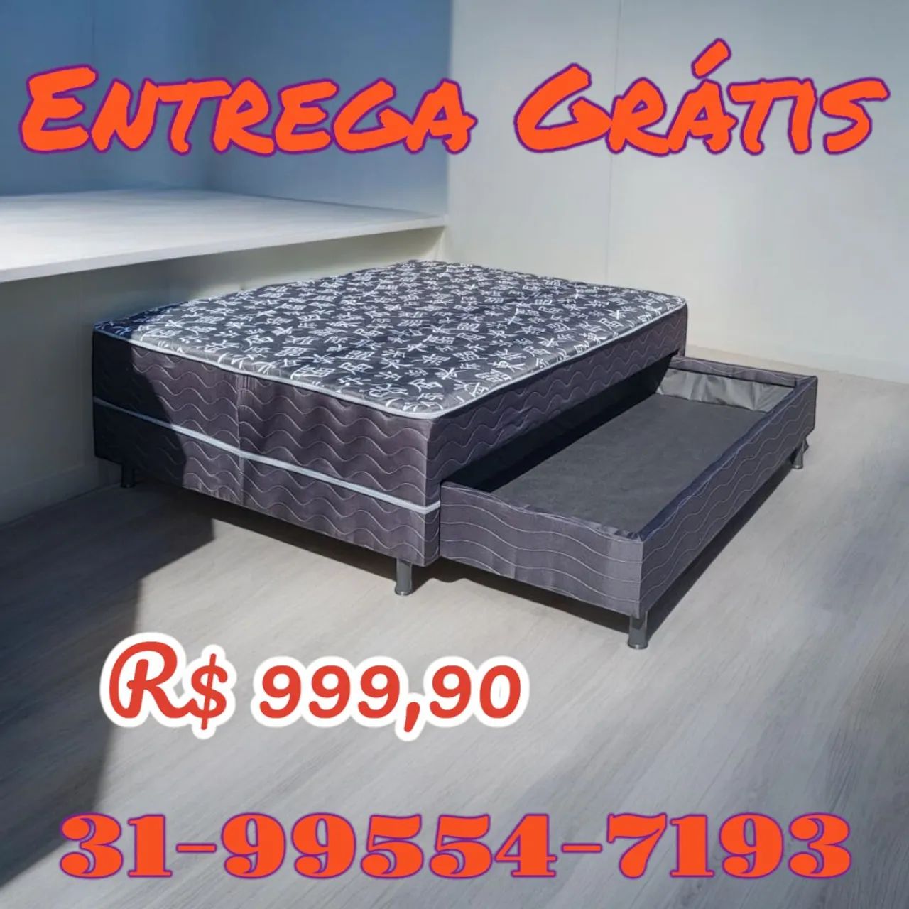 CAMA CASAL BOX COM BAÚ AUXILIAR DIRETO DA FÁBRICA / NOVAS