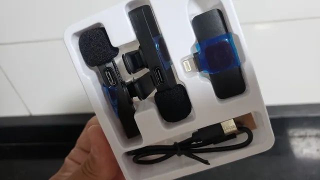 Microfone Lapela recarregável 2 microfones IOS Iphone - Foto 6